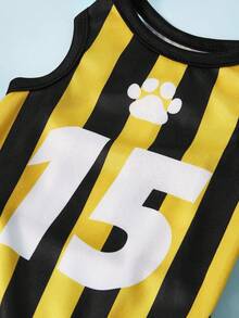 PETSIN Áo thun cho chó mèo đa năng số 15 màu vàng đen sọc in họa tiết, thời trang, thoải mái, kiểu áo tank top. - Nhiều màu - Xem 6