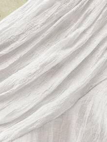 Elamini 新款夏季甜美度假波点时尚印花半身裙，不规则可调节褶皱侧边，浪漫荷叶边裙摆，适合度假、约会、派对、校园穿着，复古风迷你裙，白色浪漫婚礼季 - 白色 - 查看 4