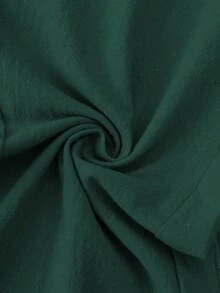 EMERY ROSE Women's Solid Color Elastic Waist Slant Pocket Button Decor Pants - Dark Green - View 3