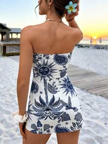 INAWLY Women's Fashion Casual Sleeveless Sundress With Digital Printed Floral Pattern - Multicolor - View 2