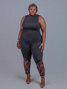 CurvyTilda 大尺碼抓皺修身立領背心上衣，女款演唱會穿搭，商務休閒黑色夏季女裝 - 黑色 - View 5