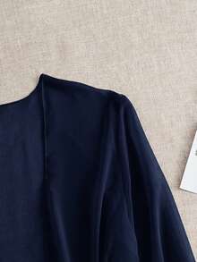 Swim Basics Solid Color Kimono Cover-Up For Beach Vacation - Navy Blue - View 4