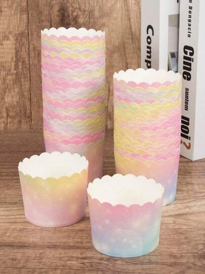 50pcs Gradient Color Cupcake Liners, Suitable For Party, Wedding , Birthday , Party Favors, Baby Shower, Bridal Shower, Bachelorette Party, Gender Reveal Party, Back To School, Supplies School, School Stuff, Fall Decor, Halloween Decor