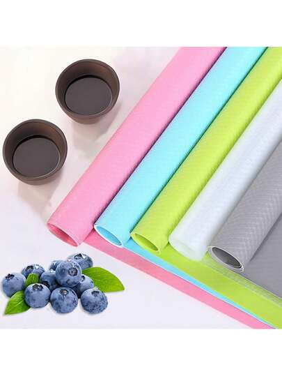 1 Cuộn tấm lót tủ trong suốt hình tròn nhiều màu, làm từ chất liệu EVA, chống dầu và ẩm, có thể cắt thành kích thước mong muốn, thích hợp cho kệ, ngăn kéo, tủ, kệ tủ lạnh và thảm trải bàn.