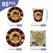Pirate Voyage Disposable Plates, Napkins And Cups Set, Serves 20 Guests. This Disposable Party Set (Including Plates, Napkins And Cups) Is Perfect For Birthday Parties, Weddings And Family Picnics. - View 9