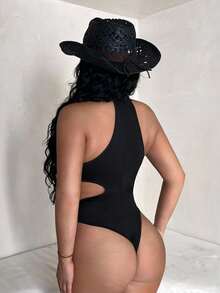 SHEIN SXY 性感黑色镂空夜店连体衣 - 黑色 - 查看 2