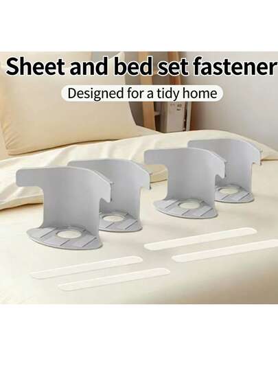 4 chiếc kẹp giữ ga trải giường đa năng không cần kim, khóa cài vô hình, dụng cụ cố định ga trải giường chống xê dịch.