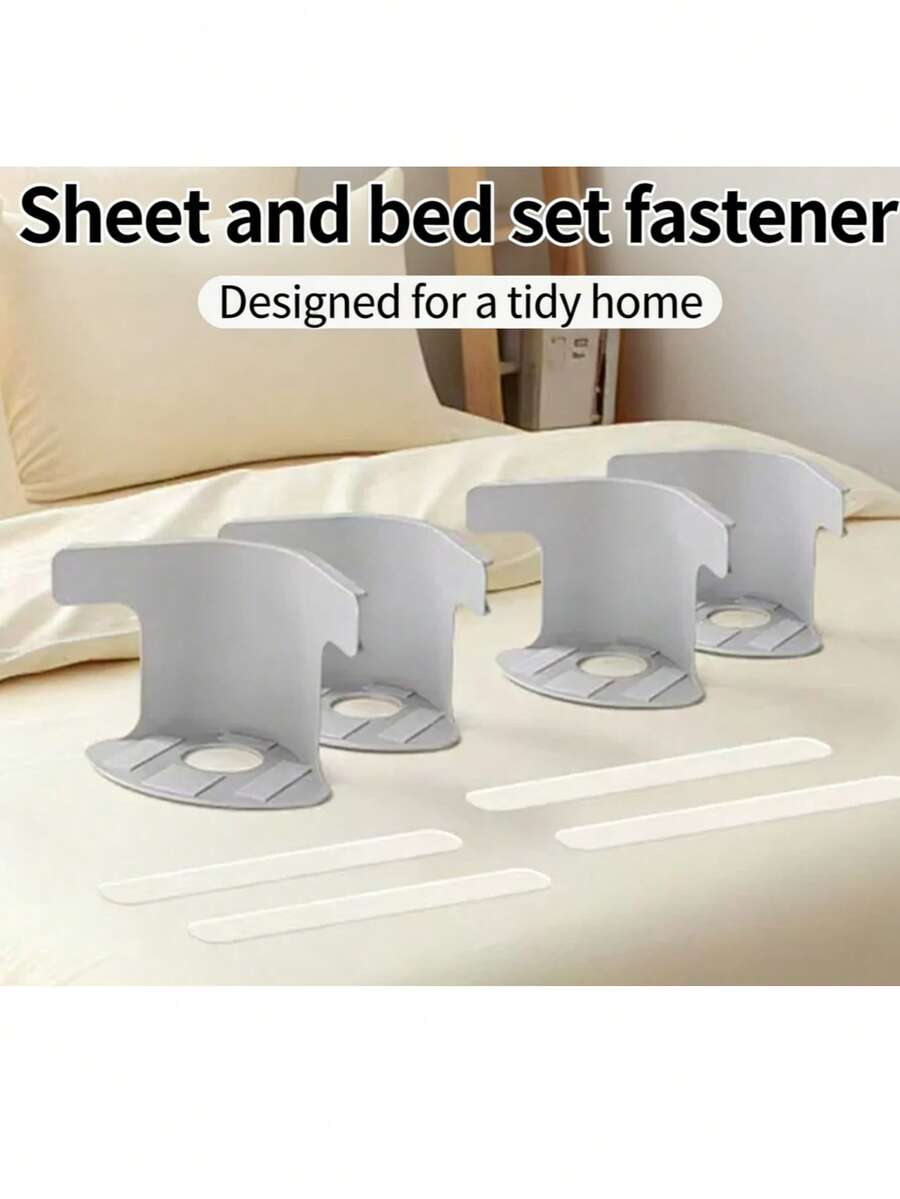 4件装新款多功能隐形床单固定器，免针夹式床罩固定器，隐形扣式床罩防移位固定器 - 彩色 - 查看 1