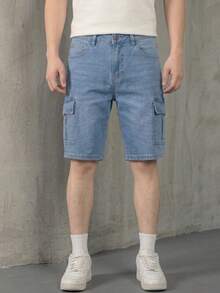 Bermudas de Mezclilla estilo Cargo - Azul - Ver 5