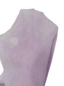 Franclia Áo sơ mi nữ thanh lịch màu hồng nhạt chất liệu chiffon nhăn, cổ trắng, tay ngắn, dáng rộng. - Màu tím - Xem 5