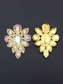 1颗45*59mm缝制金色水晶AB玻璃水钻贴花缝纫花朵水晶石平底爪镶钻，适用于婚纱、鞋子工艺品 - 1pc - 查看 13