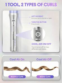 SHEGLAM HAIR 一鍵式氣流造型器 Pro-32mm 銀紫色，冷風自動旋轉捲髮棒，5分鐘快速造型，360°冷風​​一鍵操作，持久定型，5檔溫度可調，防燙傷，自動斷電，雙電壓設計，適用於中長髮、長髮及所有髮質 - 英式插頭 生日 禮物 假期 粉紅色的 氛圍 化妝品 旅行 學校 節慶 玫瑰 展示 女孩 魅力 護髮 母親節 想要 時尚 銳舞派對 - 銀色 - 查看 8