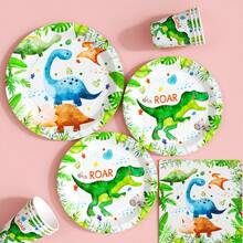 Jungle Roaring Dragon Disposable Plates, Napkins And Cups Set, Serves 20 Guests. This Disposable Party Set (Including Plates, Napkins And Cups) Is Perfect For Birthday Parties, Weddings And Family Picnics. - View 4