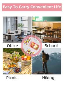 1个1300毫升可爱午餐盒/便当盒，防漏，可装午餐食物，配有餐具、酱料罐、蛋糕衬垫，可微波炉加热和洗碗机清洗，粉色，返校季 - 粉色 - 查看 6