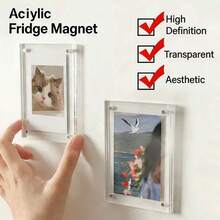 Acrylic Fridge Magnet Frame, Transparent Double-Sided Magnet Photo Frame, Display Frame, Suitable For Fujifilm, 2.36 X 3.54 Inch - single item - View 1