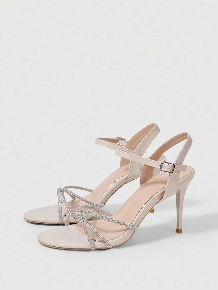 CUCCOO CHICEST Women's Pointed Toe Buckle Design Fashion Daily Wear High Heel Sandals Summer Shoes Wedding Shoes Bride Shoes