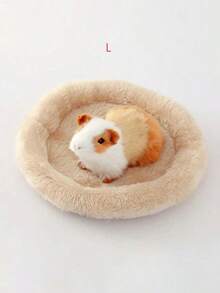 1pc Round Small Pet Bed With Velvet Pad, Suitable For Autumn And Winter, For Hamsters, Guinea Pigs, And Other Small Pets - Camel - View 1