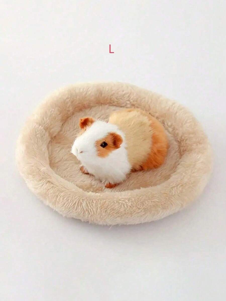 1pc Round Small Pet Bed With Velvet Pad, Suitable For Autumn And Winter, For Hamsters, Guinea Pigs, And Other Small Pets - Camel - View 1