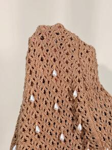 SHEIN PETITE 女士毛衣连衣裙珍珠首饰 - 棕色 - 查看 8