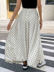 Serisse 女士休闲优雅低腰褶皱半身裙，波点印花，适合夏季穿搭和街头服饰 - 彩色 - 查看 3