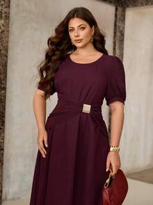 Roveilla 大码女装春夏新款长袖针织拼接刺绣连衣裙，婚礼宾客浪漫礼服，新娘礼服，正式礼服，优雅浪漫酒红色连衣裙，大码休闲连衣裙，勃艮第长裙，大码正式礼服，大码女装连衣裙，优雅大码服装，大码优雅连衣裙，大码女装连衣裙 - 酒紅色 - 查看 3