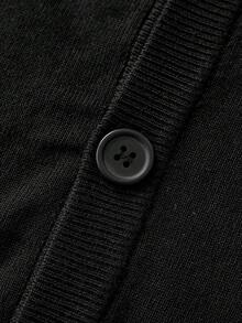 Officeau Men's Solid Color Single-Breasted V-Neck Knit Sweater Vest, For Fall Winter - Black - View 4