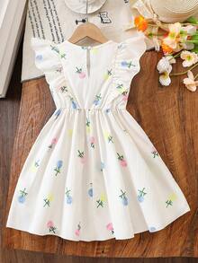 SHEIN Vintaside Kids Đầm thời trang thường ngày mới cho bé gái, họa tiết hoa in kỹ thuật số nhiều màu sắc, trang trí nơ 3D, eo thắt và gấu đầm xếp ly, phù hợp cho bé gái nhỏ. Dễ thương, thoải mái, thanh lịch, phù hợp cho mặc hàng ngày, đi học, đi chơi, nghỉ lễ, dự tiệc. Đầm công chúa, đầm trẻ em, đầm bé gái dự tiệc, đầm nơ cho bé gái, đầm hoa nơ, quần áo trẻ em có nơ, đầm dự tiệc thanh lịch. Trang phục mùa hè. Đầm trẻ em. Đầm cho bé gái. Đầm tay xếp ly. Trang phục mùa hè. Đầm mềm mại. - trắng - Xem 2
