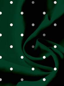 EMERY ROSE Plus Size Casual Minimalist Polka Dot Print Ruffle Hem Shirt, Suitable For Summer - Dark Green - View 3
