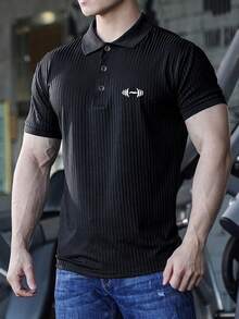 Gym Rark Men's Regular Fit Short Sleeve Casual Summer Versatile Sports Polo Shirt, Gym - Black - View 1