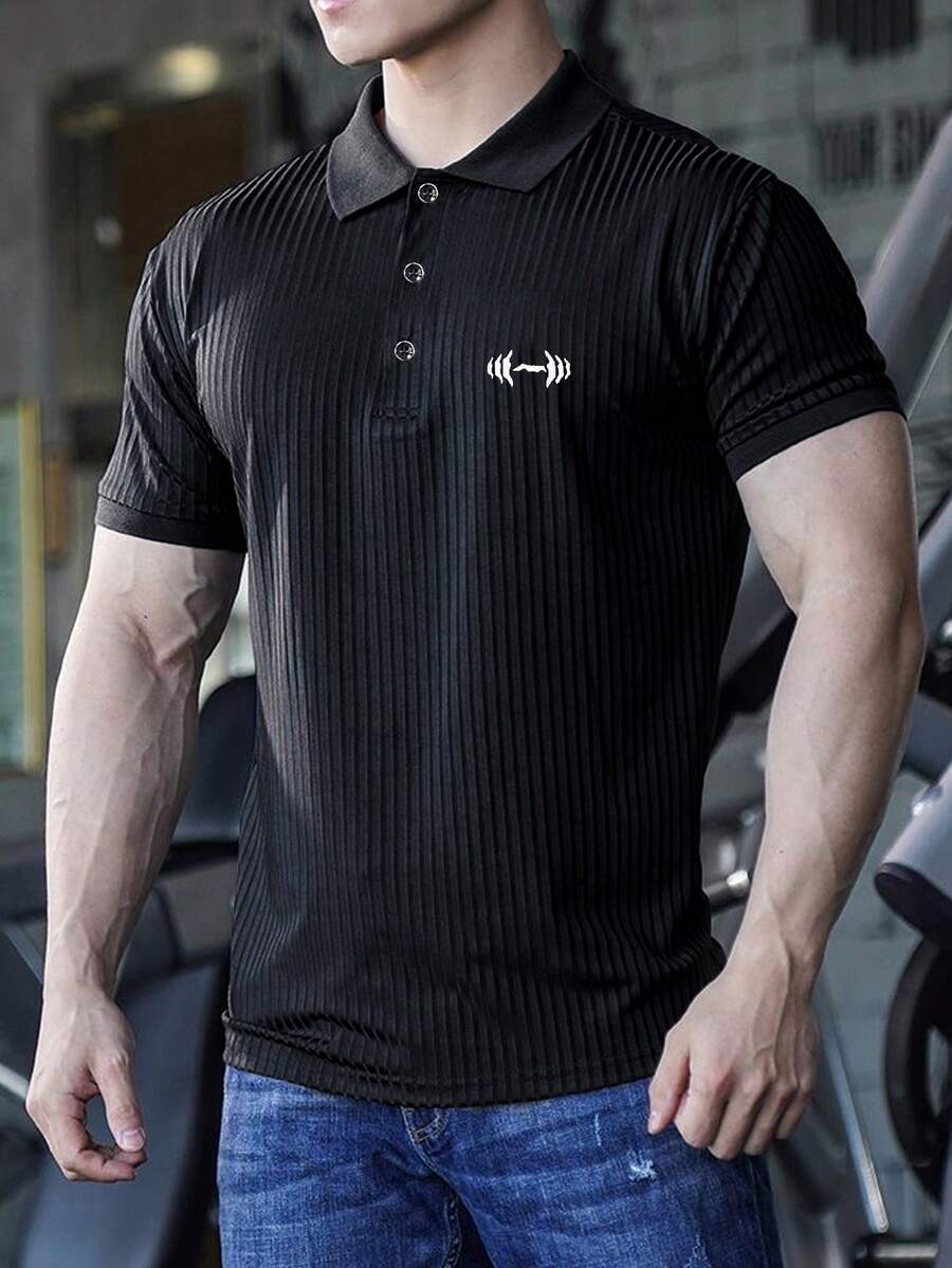 Gym Rark Men's Regular Fit Short Sleeve Casual Summer Versatile Sports Polo Shirt, Gym - Black - View 1