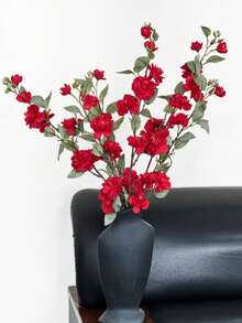 Faux Silk Camellia Flowers 8pcs, 90cm Long Stem Rose For Home Garden Office Decor, Housewarming Gift, All Season Table Arrangement - Red - View 6