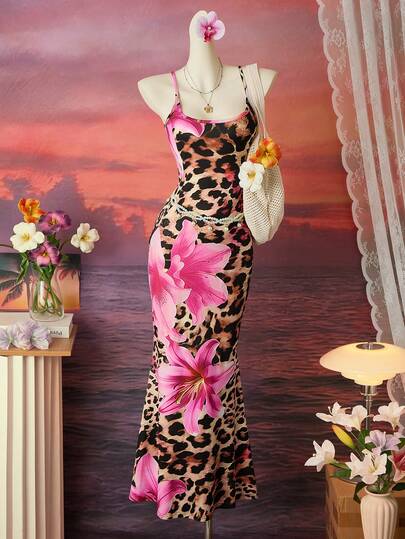 Swim Vcay Summer Island Vacation Sexy Low-Cut Waist-Cinched Mermaid Dress For Women