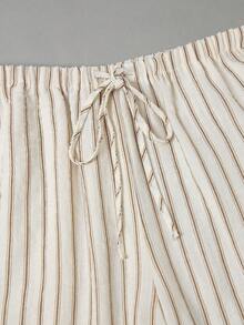 Franclia Women's Casual Elastic Waist Drawstring Striped Pants, Versatile Vacation Trousers For Spring/Summer - Multicolor - View 7