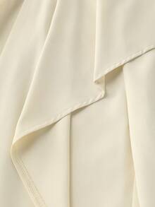 Chiquease Elegant Apricot Wide Leg Long Pants For Women With Zipper And Unique Drape Detail Woven Fabric Plain Design - Apricot - View 4