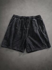 SLATEMANN Men's Summer Casual Drawstring Waist Slant Pocket Shorts - Black - View 3