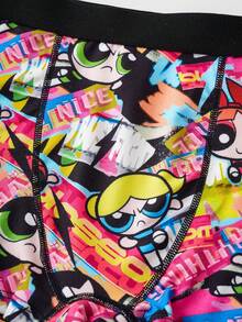 THE POWERPUFF GIRLS X SHEIN Bộ đồ lót nữ 2 món, thiết kế dễ thương. - màu đen - Xem 7