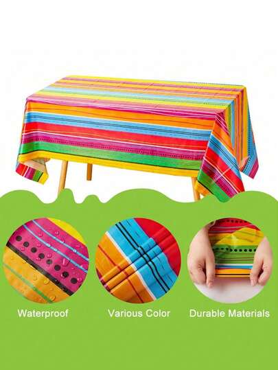 1 Piece Mexican Party Tablecloth Decoration For Taco Party Night Birthday And Mexican Theme Party Supplies, 54 X 108 Inch,Disposable Tablecloths