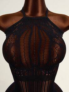 Zestiva Women's Hollow Out Sheer Beach Cover Up - Black - View 3