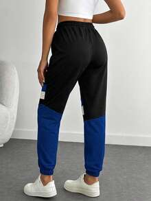 Cloudara Color Blocking Drawstring Waist Sweatpants - Multicolor - View 2