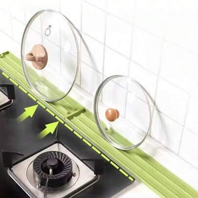 1个窄槽锅盖收纳垫，多功能厨房台面炉灶锅具砧板支架防滑沥水垫