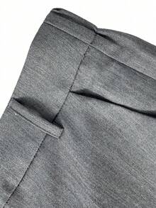 SHEIN Franclia Pantalones de traje de talle alto y cintura estrecha de 7/8 de longitud versátiles para mujer con cinturón - Gris Claro - Ver 7