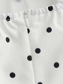RosyDaze Summer, Holiday, June Festival, New Style, Elegant, Casual, Y2K, Spaghetti Strap Dress, Women's Dress, Polka Dot Dress, Outing Outfit, Beach Vacation, Holiday, Vacation Outing Outfit, Graduation Dress, Patterned Print Dress, Black And White Color Block, Large Hem, Dress - Beige - View 5