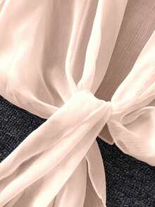 Resyla 女士轻薄灯笼袖系带和服开衫，夏季 - 淺粉色 - 查看 3