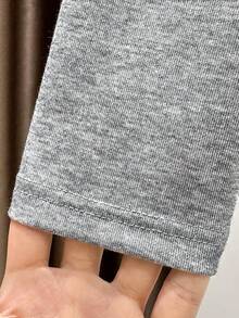 Resyla 女士纯色长袖休闲开襟轻薄外套 - 淺灰色 - 查看 5