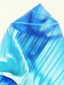 Amplova Women's Pleated Ombre Mini Skirt, A-Line Silhouette, Sexy Open Back, Waist Cutout, Cute Details, Suitable For Vacation Outfit - Multicolor - View 12