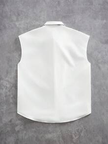 ROMWE MEN Men's Snake Print Sleeveless Casual Shirt - White - View 2