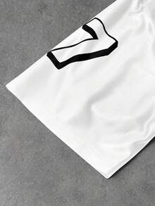 Manfinity EMRG 男士夏季休闲网眼拼接数字印花短袖T恤 - 白色 - 查看 6