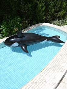 1PC Inflatable Water Ride, Water Play, Inflatable Black Whale Floating Shelf, Type For Summer Pool And Beach Floating Party, Perfect Summer Gift, Pool Raft, Lounge Chair, Floating Vacation Fun And Relaxation - Black - View 3