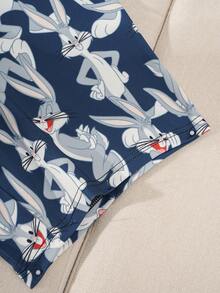 LOONEY TUNES X SHEIN Men's Cute Cartoon All-Over Comfortable Boxer Briefs For Daily Wear - Blue - View 4