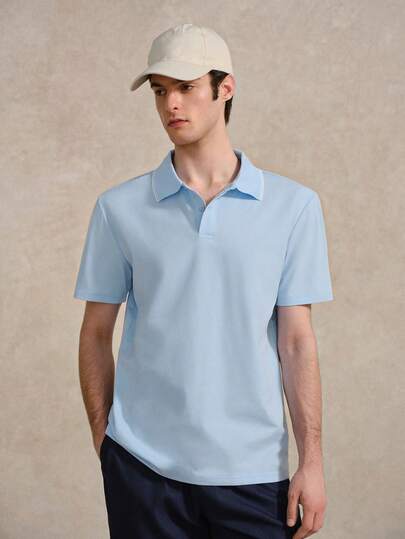 HIMLAND 男士夏季休闲修身商务针织短袖 Polo 衫 Tenniscore